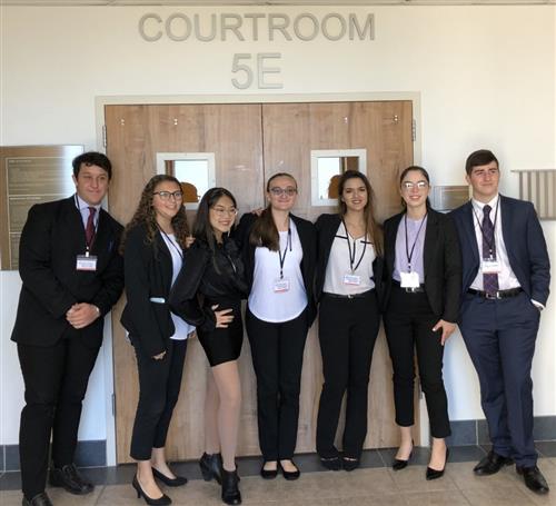 mock trial students posing for photo 